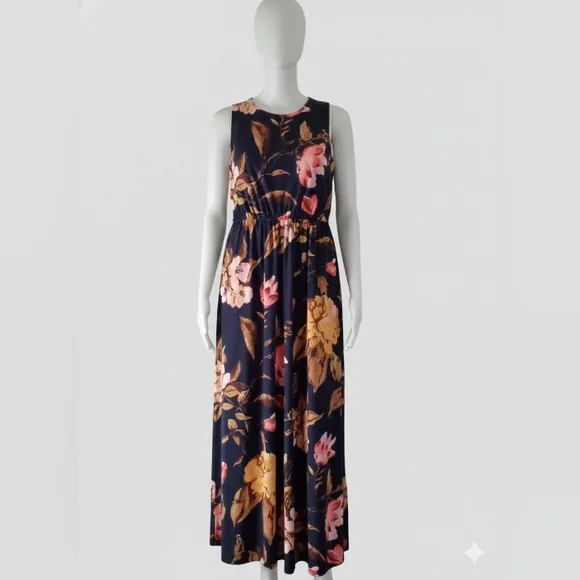 French Grey Petite Floral Maxi Dress, Size PL, Like New - Picture 2 of 4